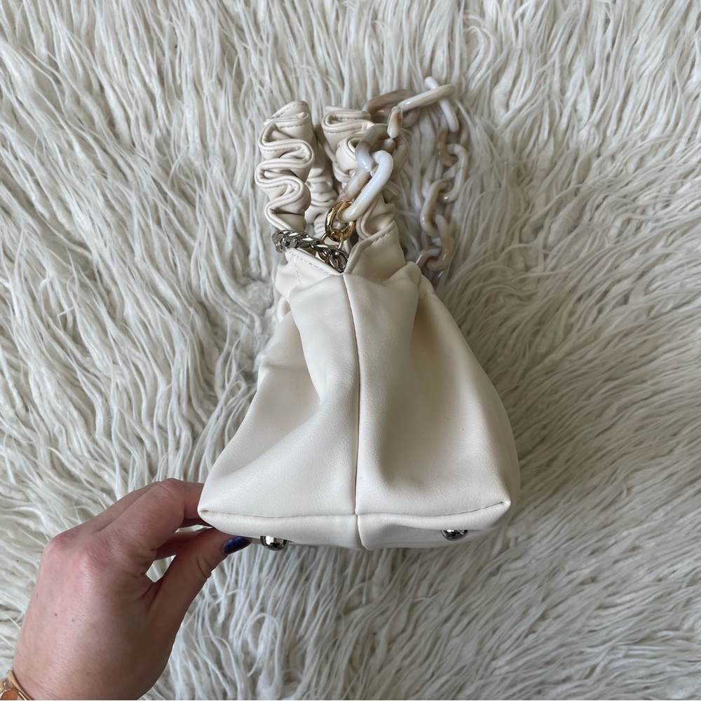 Verafied New York Cream Cloud Marble Chain Convertible Crossbody Shoulder Bag - Picture 10 of 12